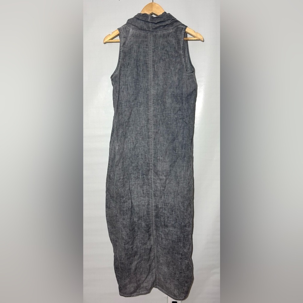 Athena Marie dyed linen dress, modern, asymmetric grey cowl neck - Picture 5 of 9
